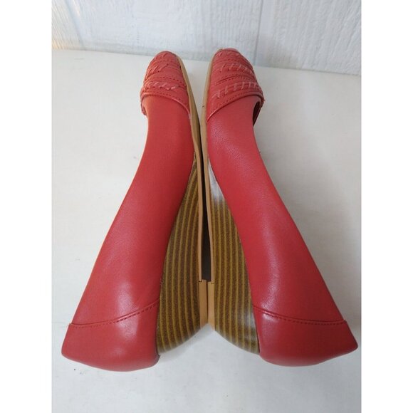 Giani Bernini Women's Sz 6.5 Watermelon Red Leather Wedge Low Heel Slip On Shoe - Picture 5 of 8